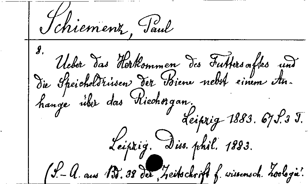 [Katalogkarte Dissertationenkatalog bis 1980]