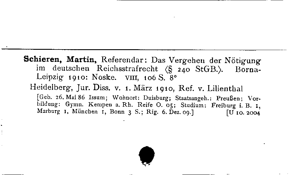 [Katalogkarte Dissertationenkatalog bis 1980]