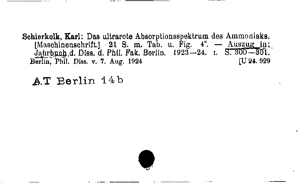 [Katalogkarte Dissertationenkatalog bis 1980]