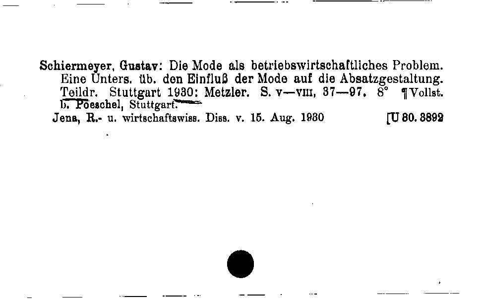 [Katalogkarte Dissertationenkatalog bis 1980]