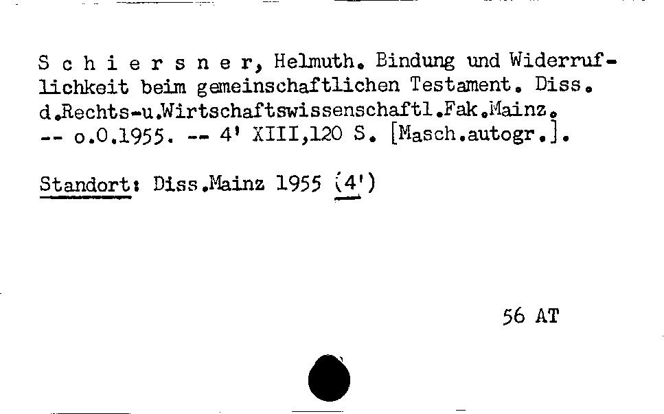 [Katalogkarte Dissertationenkatalog bis 1980]