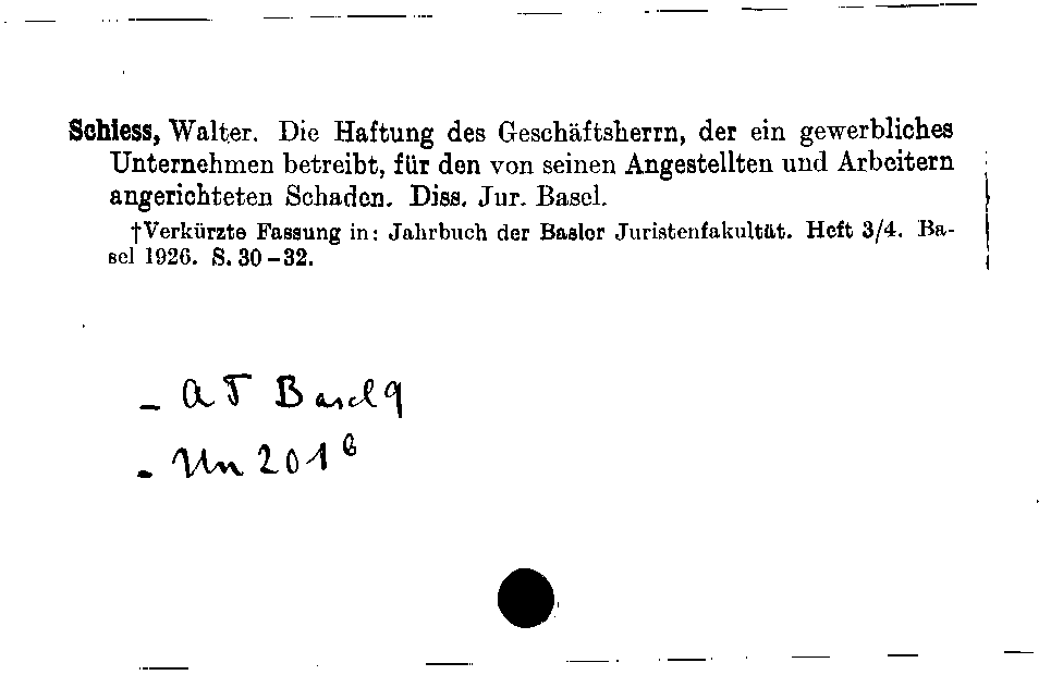 [Katalogkarte Dissertationenkatalog bis 1980]