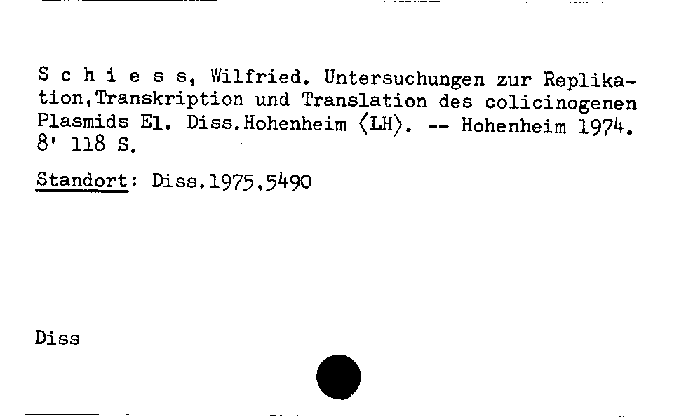 [Katalogkarte Dissertationenkatalog bis 1980]