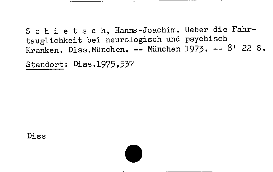 [Katalogkarte Dissertationenkatalog bis 1980]