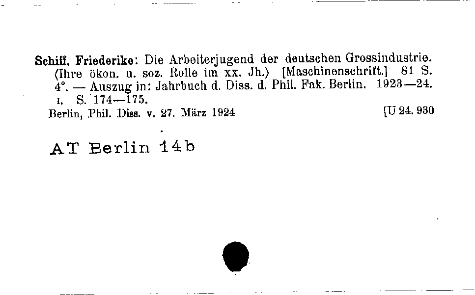 [Katalogkarte Dissertationenkatalog bis 1980]