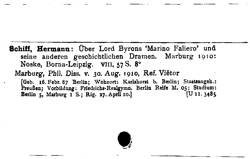 [Katalogkarte Dissertationenkatalog bis 1980]