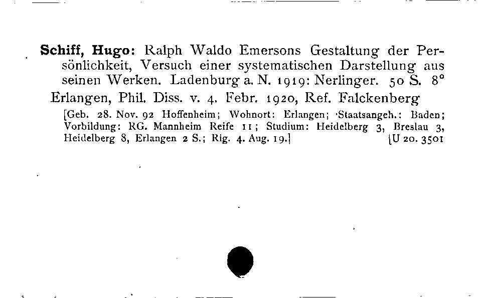 [Katalogkarte Dissertationenkatalog bis 1980]