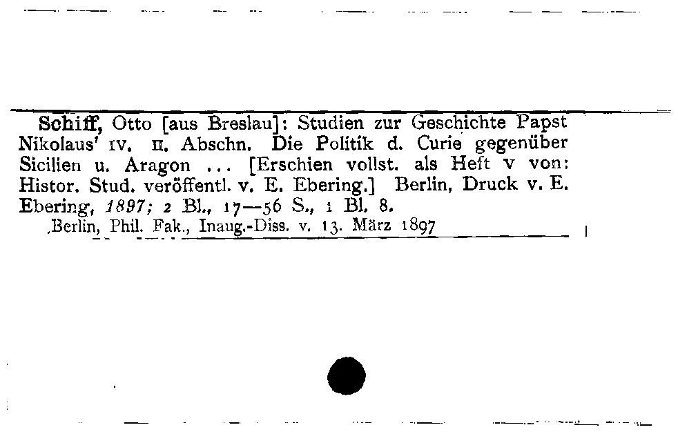 [Katalogkarte Dissertationenkatalog bis 1980]