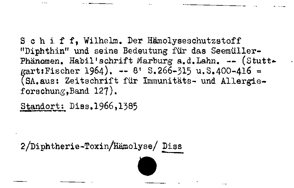 [Katalogkarte Dissertationenkatalog bis 1980]