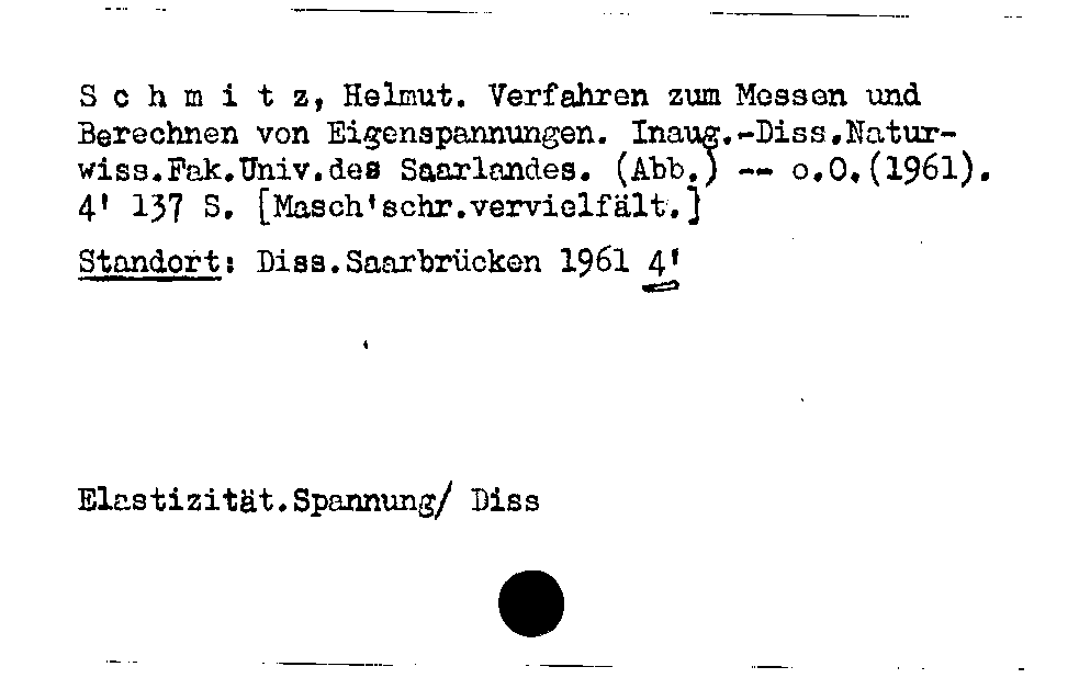 [Katalogkarte Dissertationenkatalog bis 1980]