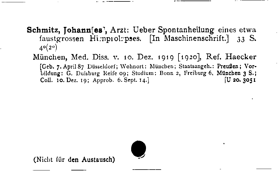 [Katalogkarte Dissertationenkatalog bis 1980]