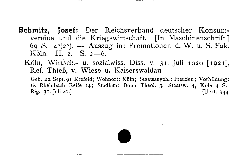 [Katalogkarte Dissertationenkatalog bis 1980]