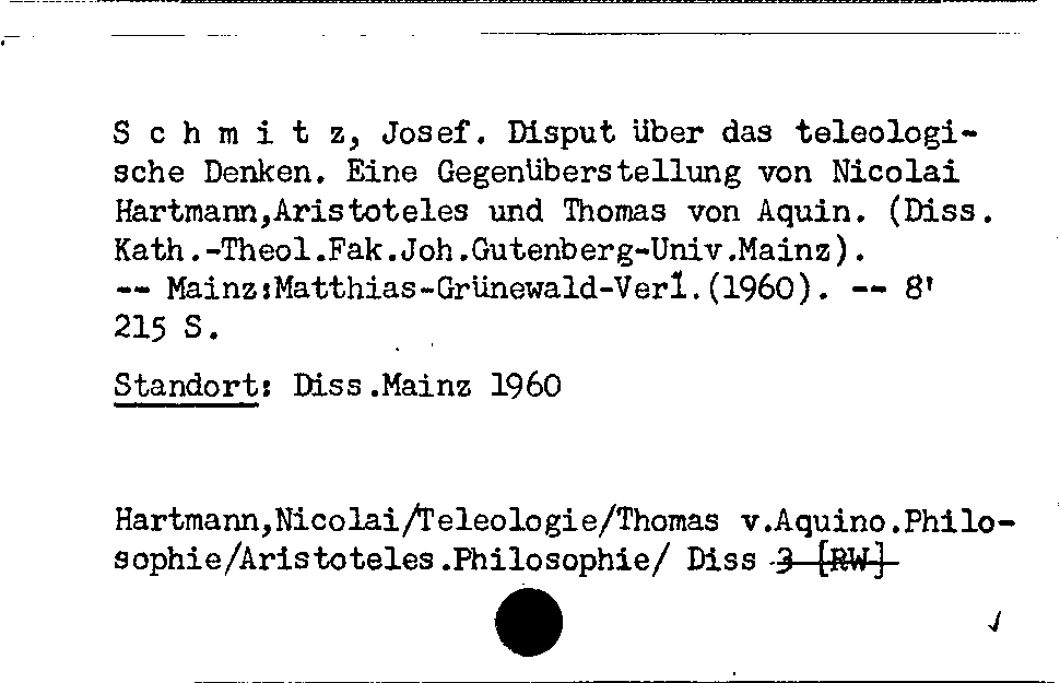 [Katalogkarte Dissertationenkatalog bis 1980]