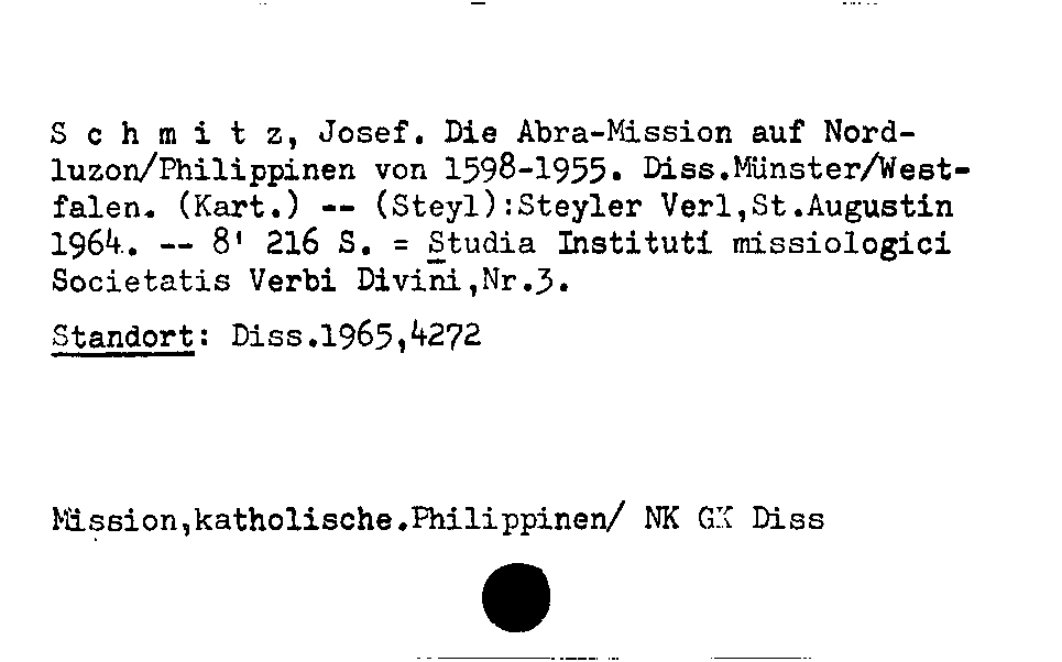 [Katalogkarte Dissertationenkatalog bis 1980]