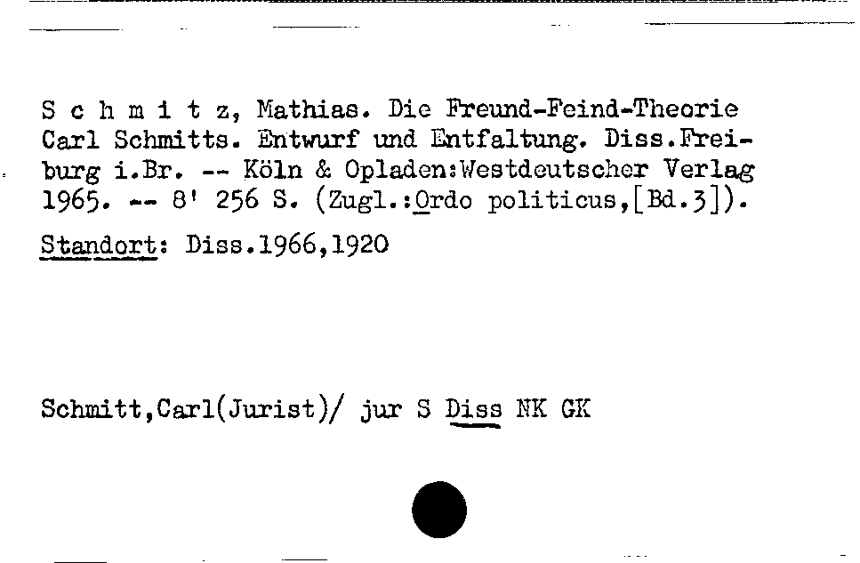 [Katalogkarte Dissertationenkatalog bis 1980]