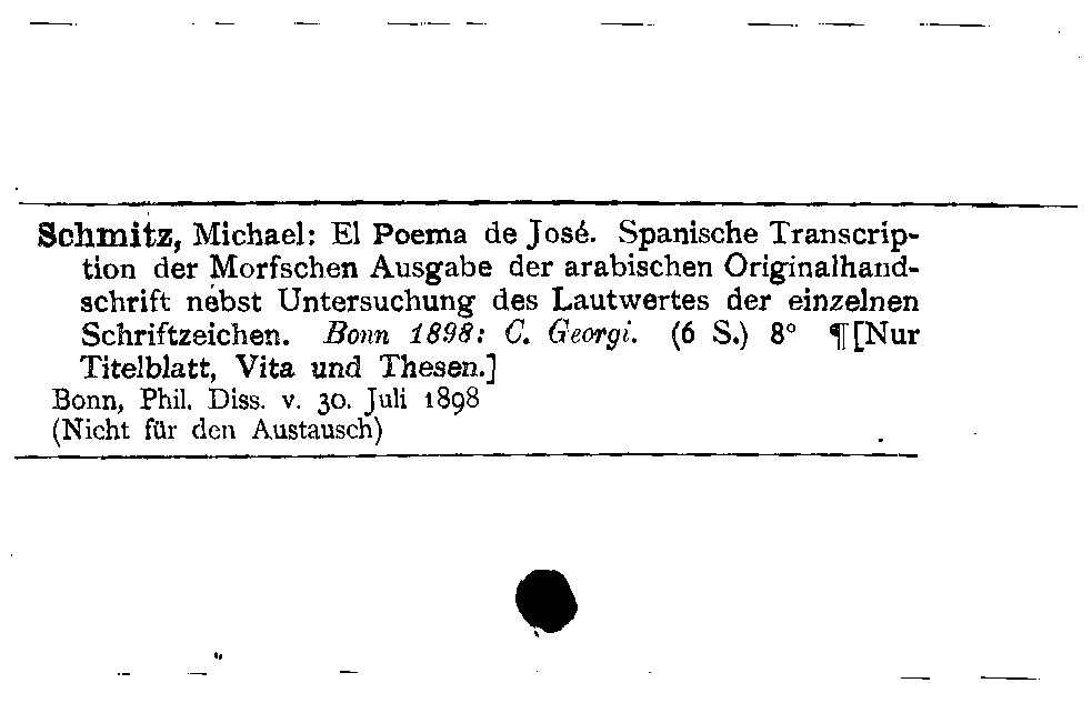 [Katalogkarte Dissertationenkatalog bis 1980]
