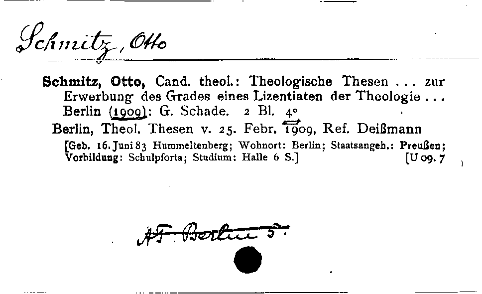 [Katalogkarte Dissertationenkatalog bis 1980]