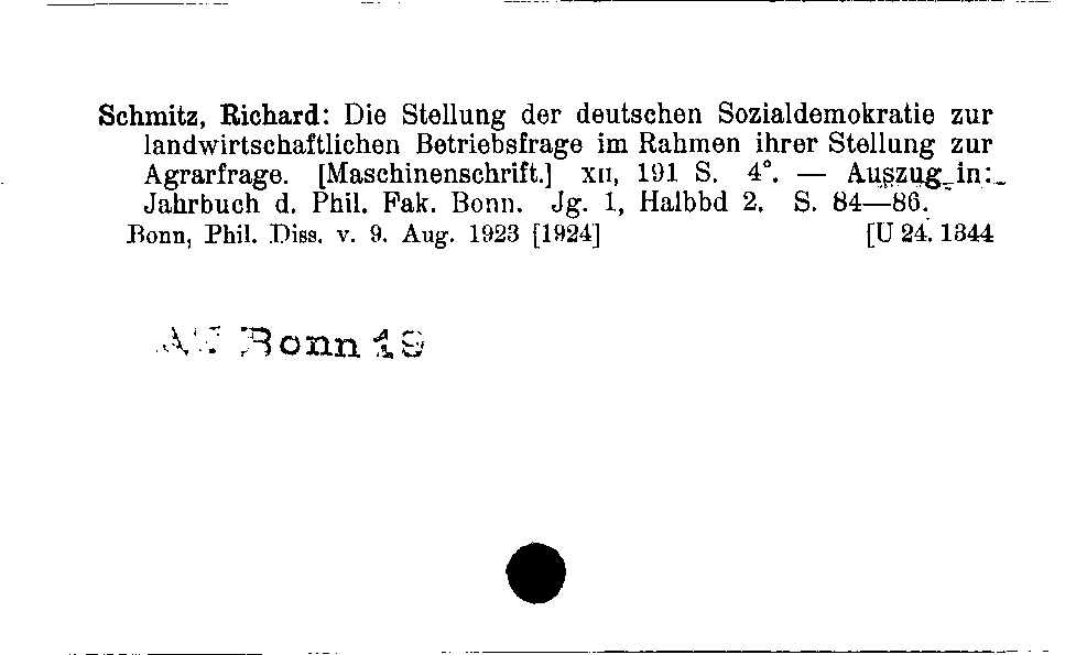 [Katalogkarte Dissertationenkatalog bis 1980]