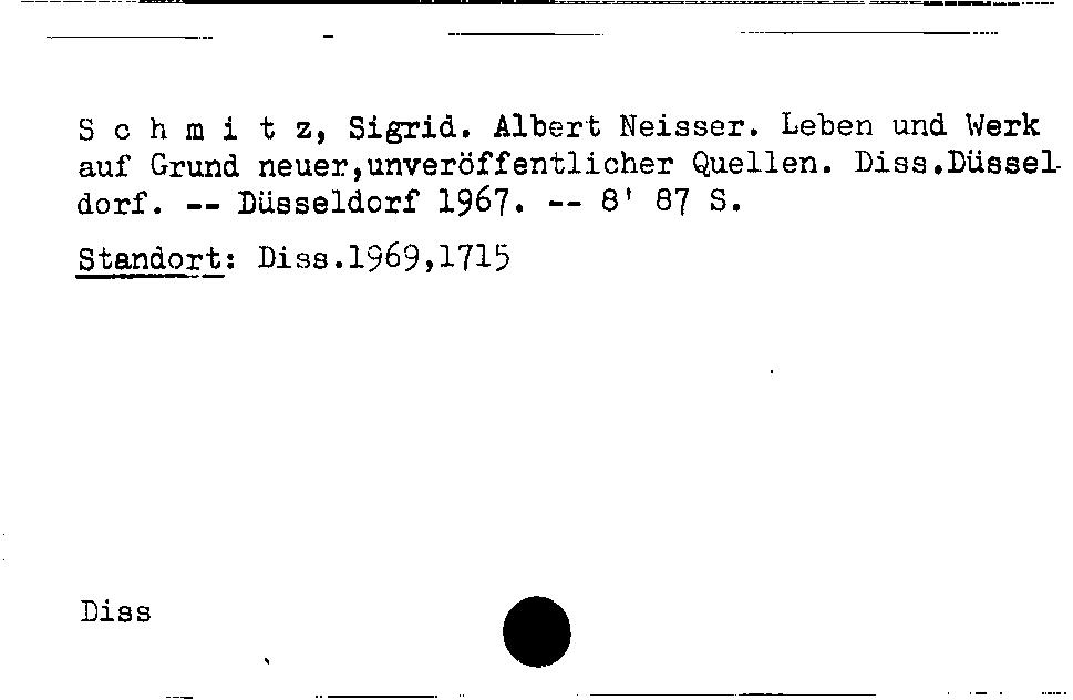 [Katalogkarte Dissertationenkatalog bis 1980]