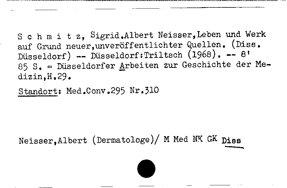 [Katalogkarte Dissertationenkatalog bis 1980]