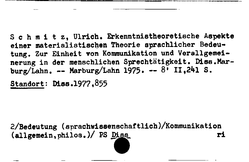 [Katalogkarte Dissertationenkatalog bis 1980]