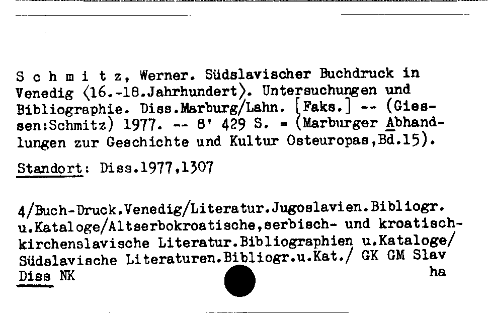 [Katalogkarte Dissertationenkatalog bis 1980]