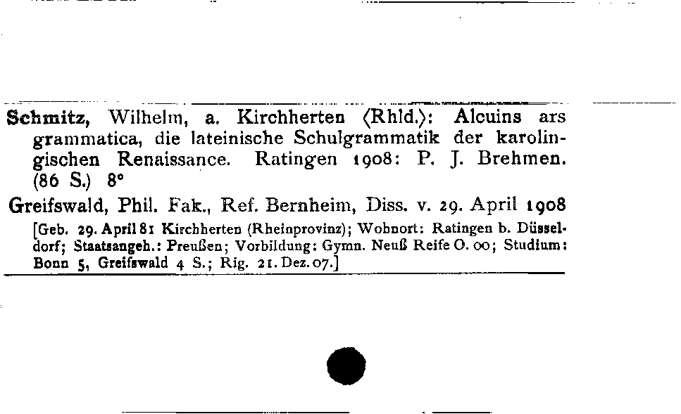 [Katalogkarte Dissertationenkatalog bis 1980]