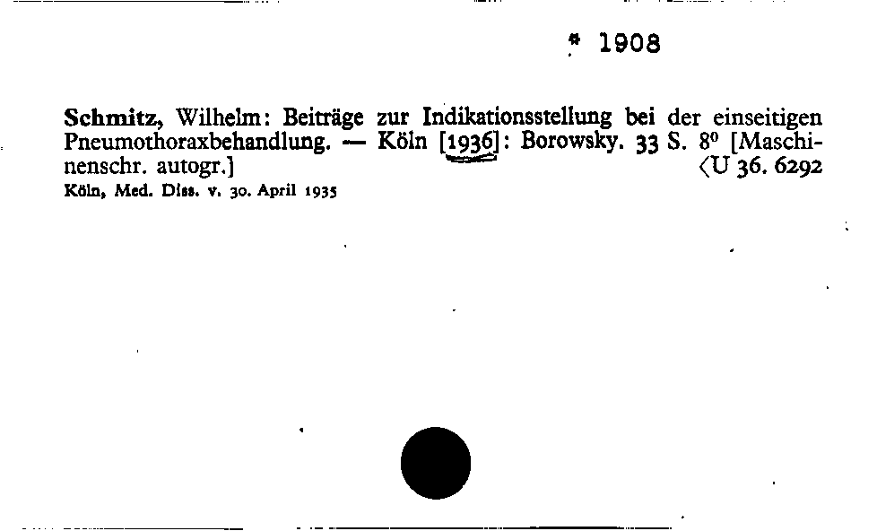 [Katalogkarte Dissertationenkatalog bis 1980]