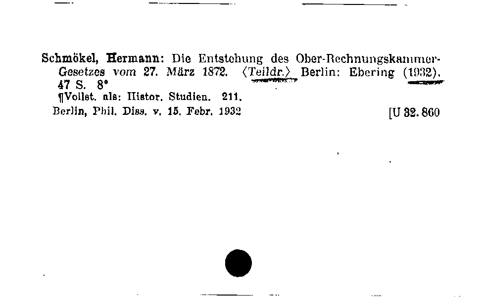 [Katalogkarte Dissertationenkatalog bis 1980]