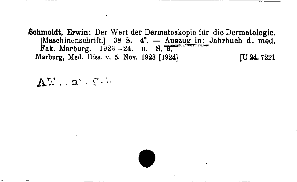 [Katalogkarte Dissertationenkatalog bis 1980]