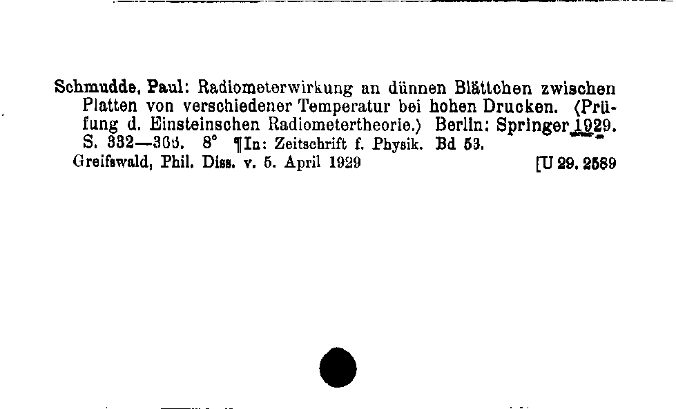 [Katalogkarte Dissertationenkatalog bis 1980]