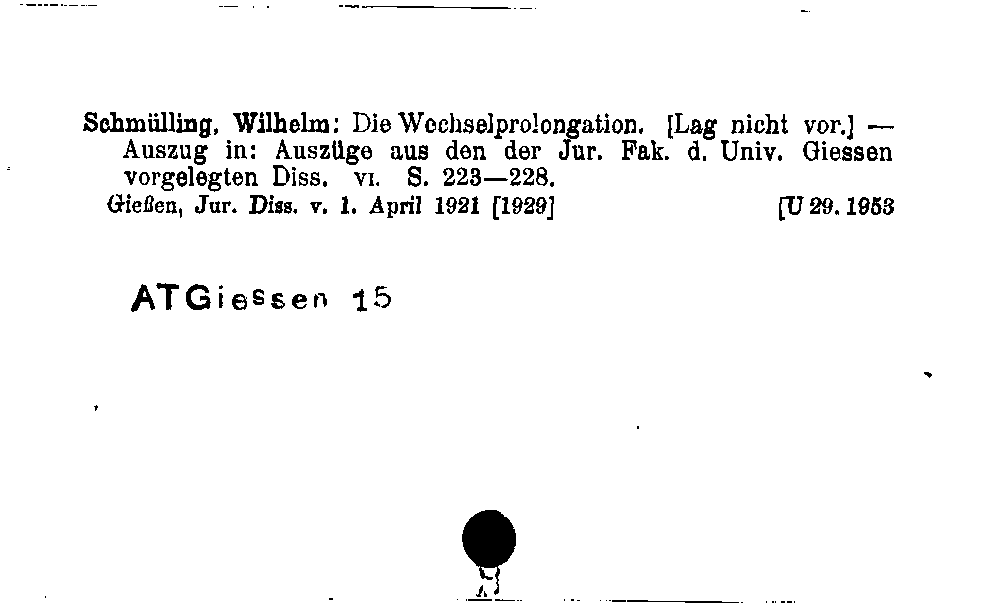 [Katalogkarte Dissertationenkatalog bis 1980]