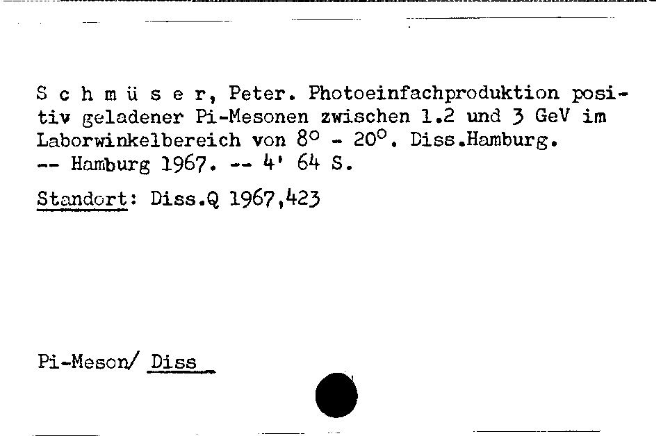 [Katalogkarte Dissertationenkatalog bis 1980]