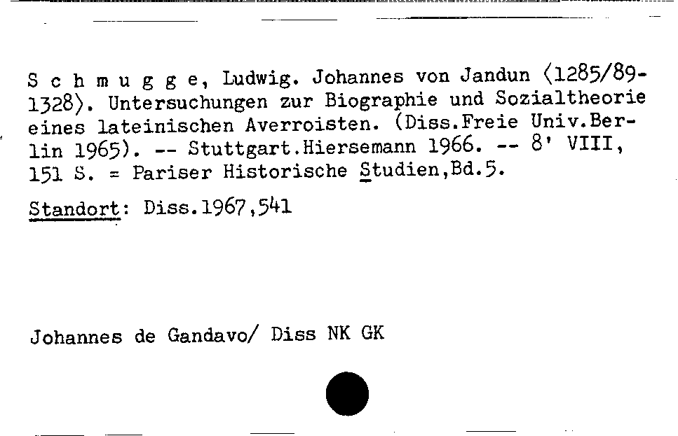 [Katalogkarte Dissertationenkatalog bis 1980]