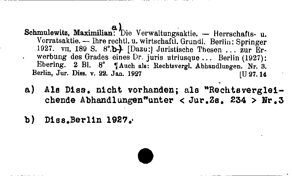 [Katalogkarte Dissertationenkatalog bis 1980]