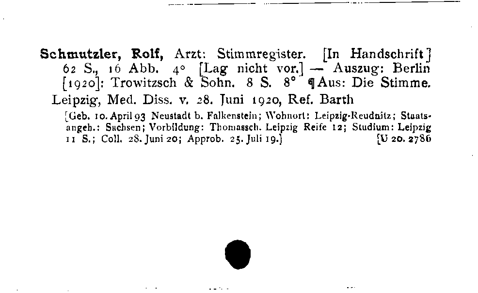 [Katalogkarte Dissertationenkatalog bis 1980]