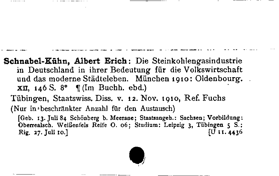 [Katalogkarte Dissertationenkatalog bis 1980]