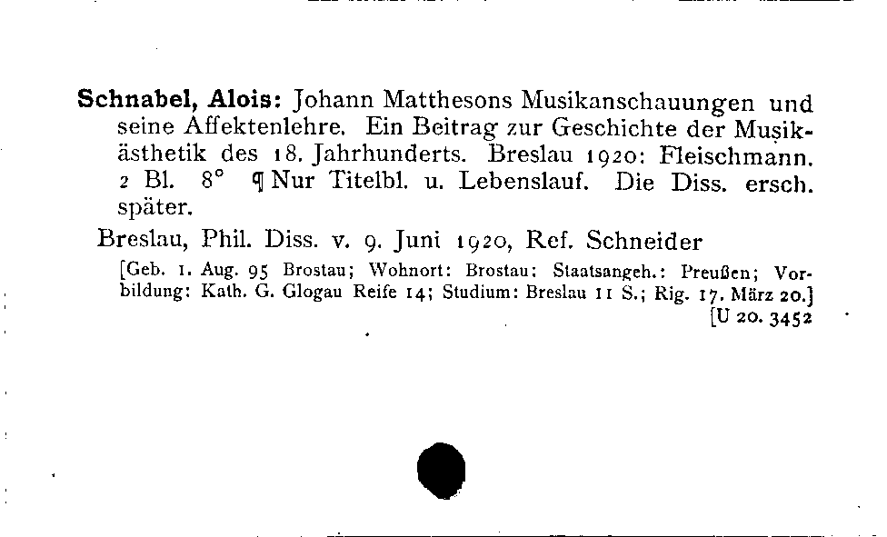 [Katalogkarte Dissertationenkatalog bis 1980]