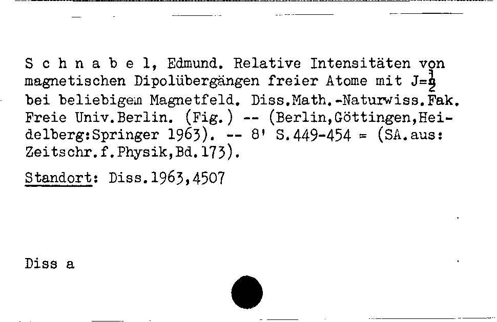 [Katalogkarte Dissertationenkatalog bis 1980]