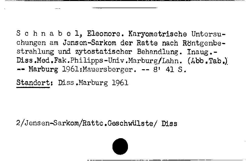 [Katalogkarte Dissertationenkatalog bis 1980]