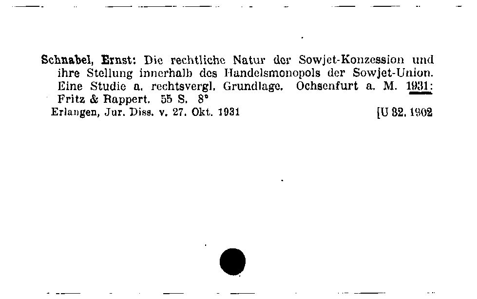 [Katalogkarte Dissertationenkatalog bis 1980]