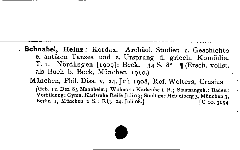 [Katalogkarte Dissertationenkatalog bis 1980]