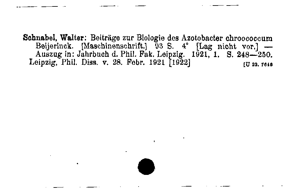 [Katalogkarte Dissertationenkatalog bis 1980]