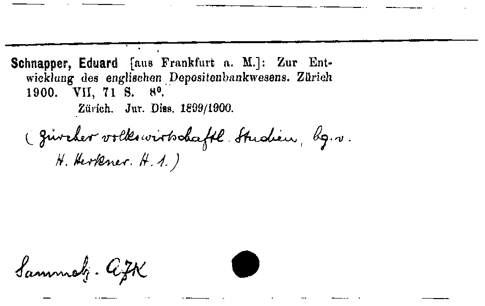 [Katalogkarte Dissertationenkatalog bis 1980]