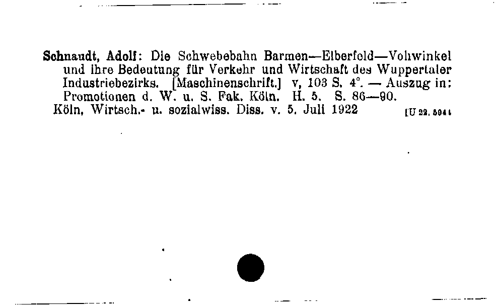 [Katalogkarte Dissertationenkatalog bis 1980]