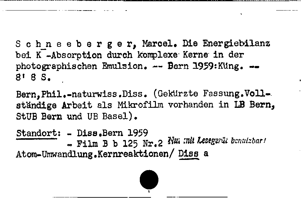 [Katalogkarte Dissertationenkatalog bis 1980]