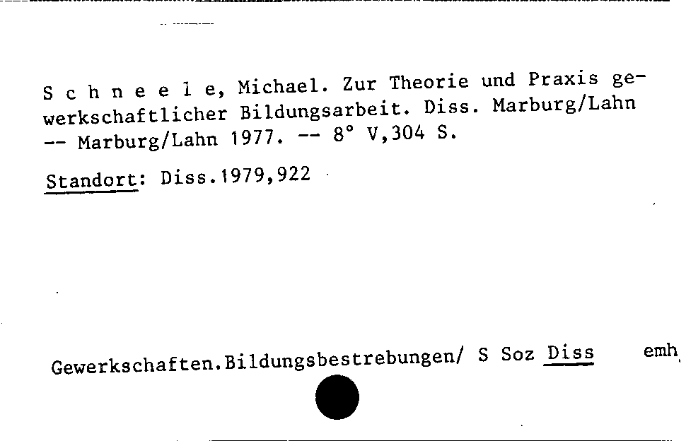 [Katalogkarte Dissertationenkatalog bis 1980]