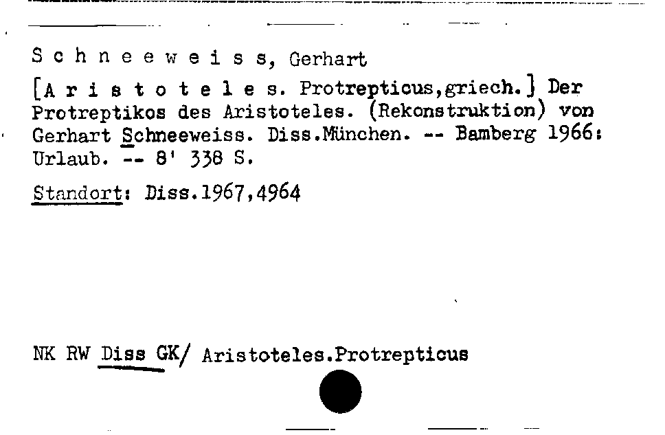 [Katalogkarte Dissertationenkatalog bis 1980]