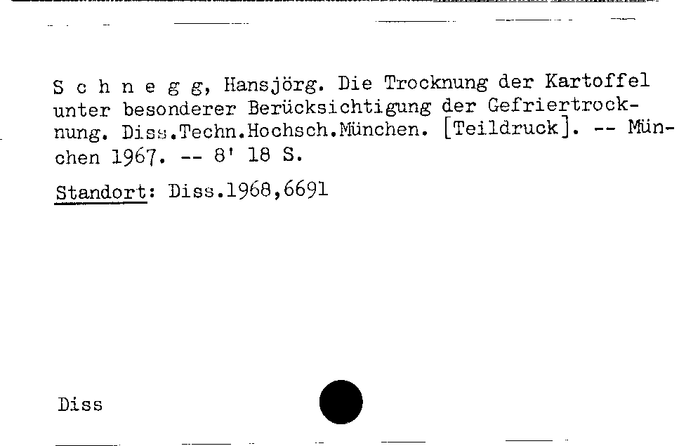 [Katalogkarte Dissertationenkatalog bis 1980]