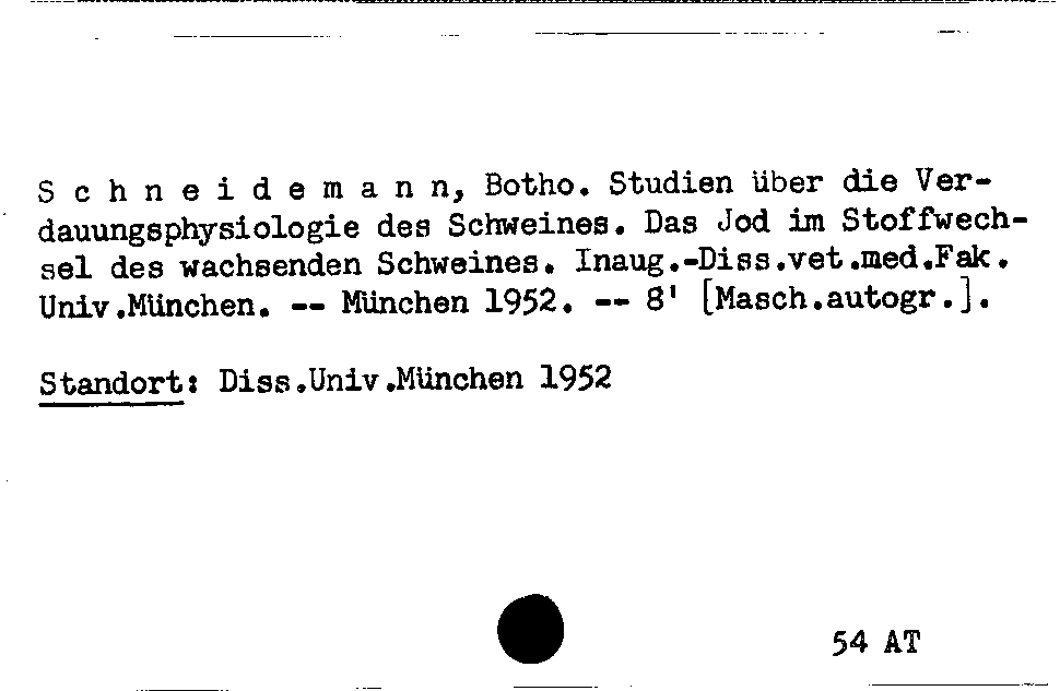 [Katalogkarte Dissertationenkatalog bis 1980]